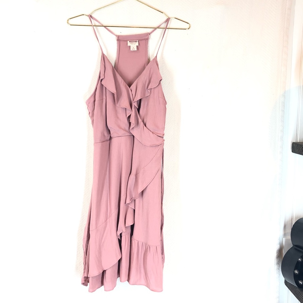 Smoky Pink Sundress Zipper Ruffled nwot